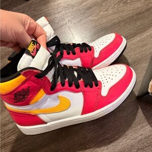 Nike Kids White, Red, and Yellow High-Top Sneakers